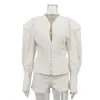 Traje de Dos Piezas Elegante de Alta Gama para Mujer, Top de Cintura con Cuello en V y Mangas Largas, Shorts, Nuevo Traje para Commuter de Primavera y Otoño