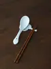 Cuchara de Hibisco Cuchara para Arroz Cuchara Pequeña para Sopa Casera Cuchara Pequeña Cerámica de Alta Temperatura Esmalte Azul Sombra Porcelana Blanca
