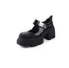 Long stand não cansado aumentando sola grossa salto alto couro de vaca Mary Jane 2025 primavera salto grosso velcro couro sapatos casuais para mulheres