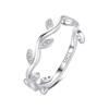 Anillo de Dedo Abierto Ola Temperamento Corea del Sur Anillo de Plata Esterlina s925 Anillo de Dedo de Hoja Dulce Mori Micro Diamante para Mujer