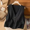 Chaleco Versátil de Algodón y Lino Estilo Minimalista, Nuevo Top Cardigan Chaleco Artístico en Capas de Verano para Mujer