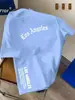 Camiseta de Algodón de Moda Streetwear de Verano con Estampado de Letras de Los Ángeles Europea Americana Corta