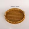Cesta de almacenamiento japonesa tejida de imitación de ratán redonda, plato de fruta, bandeja para aperitivos, dim sum, plato de fruta de mano de madera binaural