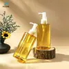 Em Estoque 200ml Óleo Removedor de Maquiagem Cor de Chá Frasco Transparente Óleo Essencial para Cuidados com os Cabelos Tônico Removedor de Maquiagem Tipo Pump Água Essencial Frasco de Água