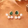 Brincos Vintage de Zircônia Pérola Gota d'Água, Design de Nicho, Tarraxas de Prata S925, Mesmo Estilo dos do Xiaohongshu, Brincos da Moda