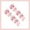 Día de San Valentín Nuevas Uñas Portátiles Blancas Francesas con Forma de Corazón de Amor Galvanizado 30 Piezas Uñas Postizas Cortas Terminadas Venta al por Mayor Transfronteriza