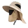Chapéu de Sol de Verão Masculino para Exterior Negócios Respirável Protetor Solar Proteção Facial Proteção do Pescoço Chapéu Grande Proteção UV Chapéu de Pescador