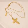 Europeu e Americano moda popular simples hip hop na moda casal colar de aço inoxidável 18K ouro cruz pingente de clavícula cadeia