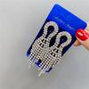 D015 Pendientes Largos Versátiles Transfronterizos con Borla de Diamantes Completa Femeninos Coreanos Populares Pendientes Exagerados Pendientes Estilo Europeo y Americano