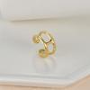 Anillo Abierto Retro Francés de Oro de 14K con Índice de Doble Línea en Forma de I para Mujer, Joyería de Mano de Lujo Ligero Estilo Frío para el Cabello