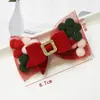Pinza para el pelo con lazo de terciopelo rojo navideño, set de tocado con campana y borla de dibujos animados lindos de Papá Noel para niños