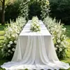 Toalha de Mesa para Casamento ao Ar Livre 2026 Novo Estilo Luxo Leve Sensação de Alto Padrão Branco Puro Mesa de Sobremesas Mesa de Exposição Especial Toalha de Mesa Retangular