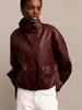 Jaqueta Bombeiro Casual Estilo Americano Primavera e Outono Transfronteiriça Jaqueta de Motociclista de Couro PU Solta Retrô Roupas Femininas de Comércio Exterior