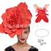 Moda Europea y Americana Transfronteriza Novia Exagerada Cabeza de Flor Bola de Flores Club de Jockey Sombreros de Navidad Pendientes Guantes Traje