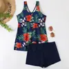 Traje de baño de dos piezas de estilo nuevo europeo y americano Tankini estampado Conservador Adelgazante Sin mangas Amazon Transfronterizo