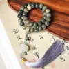 Flor flotante de Dunhuang Jade Blanco Raíz de Bodhi DIY Envejecimiento Grasa Manzana Cuentas sueltas Hombres y Mujeres Pulsera de doble anillo Pulsera Cuentas de Buda Venta al por mayor