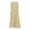 Vestido tipo chaleco Comos Cms de línea A sin mangas con cordón en la cintura adelgazante para mujer Verano Nuevo Vestido Largo 258387