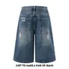 Pantalones Cortos de Mezclilla Lavada Desgastada Rasgada Estilo Hip-Hop Americano para Hombre, Ropa de Trabajo Casual Resistente de Nicho, Largo hasta la Rodilla