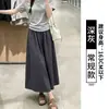 Saia de Linho Estilo Old Money para Mulheres Outono 2026 Nova Cintura Alta Emagrecedora Plus Size Solta Algodão-Linho Saia Evasê