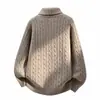 Casaco Cardigan de Tricô Trançado Novo Masculino Outono Inverno Estilo Europeu e Americano Gola Lapela Tricô Trançado Jaqueta Casual Solta
