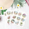 Hk096-T Pegatinas Redondas Decorativas de Acuarela de Verano, Pegatinas Selladoras Autoadhesivas para Sobres de Tarjetas de Felicitación, Pegatinas Decorativas de Costa