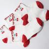 Calcetines de Encaje para Mujer, Calcetines de Media Pantorrilla de Dibujos Animados de Cerezas, Calcetines de Felpa con Volantes Estilo Japonés de Primavera y Verano, Paquete de 5 Pares, Absorbentes de Sudor y Anti-Fricción