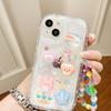 Funda de Teléfono Oso Conejo Pequeño para Apple 16, Pulsera Ip14Pro, Adecuada para Apple 17, Colgante Estilo Girly