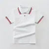 Camiseta infantil de manga curta camisa polo infantil verão uniforme escolar pequeno e médio roupas de jardim algodão branco azul 100-190