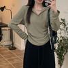 Sudadera con Capucha con Cordón Estilo Americano Ajustada Casual Spice Girl para Mujer Deseo Puro Pliegues Laterales Cintura Abierta Curva Top Básico Trendy