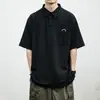 Camisa Polo Tendência Marca Estilo Japonês Masculina Manga Curta Verão Gola Polo Camiseta Casal Gola Solta Meia Manga Paul Shirt Tendência