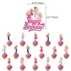 Decoração Original Festa Temática Barbie Feliz Aniversário Bandeira Rosa Balão Enfeite de Bolo Conjunto Pendente