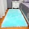 Alfombra Blanca Larga de Felpa para Sala de Estar Mesa de Café Felpudo Engrosado Dormitorio Mesita de Noche Simple Imitación Lana Celebridad de Internet Gris