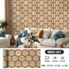 Pegatinas de pared de azulejo de rollo completo autoadhesivas de mosaico de veta de madera geométrica estilo americano, paneles de pared para baño, paneles de aluminio-plástico, papel tapiz autoadhesivo