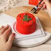 Caixa de embalagem portátil para bolo pequeno de Natal de 4 polegadas antiembaçante caixa de embalagem para sobremesa mousse de morango arco-íris basco de 4 polegadas