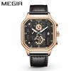 Megir2023 Nuevo reloj cuadrado al por mayor luminoso tendencia cronógrafo multifuncional reloj de cuarzo mano de hombre