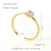 Anillo Transfronterizo de Acero de Titanio Europeo y Americano para Mujer, No se Desvanece, Versátil, Moderno, Sencillo, en Forma de Corazón, Anillo Ajustable, Anillo Chapado en Oro de 18K