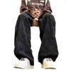 Pantalones de pana para hombre Otoño e Invierno Sueltos Rectos Casuales con forro polar Engrosados Americanos Retro Pantalones Tie-Dye para hombre