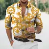 Nueva Camisa para Hombre Impresión Digital 3D Moda Transfronteriza Europea y Americana Casual de Manga Larga Más Vendido