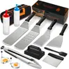 Juego de Herramientas para Barbacoa al por Mayor de Amazon Transfronterizo para Exteriores Parrilla de Acero Inoxidable Espátula Herramienta Juego de Barbacoa