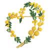 Broche de mimosa estilo parisino flor de naranjo fruta esmalte vidriado borla de diamante broche ramillete pin de cobre femenino