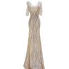 Vestido de Noche con Lentejuelas para Mujer 202 Nuevo Estilo Cuello en V Profundo Efecto Adelgazante Vestido para Anfitriona Banquete Reunión Anual Cena Estilo Verano