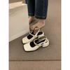 Zapatos Mary Jane franceses de alta gama con punta cuadrada pulida y tacón grueso, sandalias de mujer, zapatos retro para ir al trabajo.