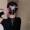 Nova Borboleta com Franja Longa para Trás da Cabeça Cabelo Cabelo Feminino Personalidade Cheio de Diamantes Tendência Presilha de Cabelo Senso de Design Acessório de Cabeça Mulheres