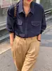 Camisa de Estilo Ins Coreano de Blogger, Estilo Nicho con Costuras Visibles y Bolsillos Dobles, Súper Elegante y Versátil para Primavera
