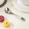 Cuchara de Café de Titanio Puro, Cuchara de Aprendizaje para Comer para Bebé, Cuchara para Miel para el Hogar, Cuchara para Sopa Infantil, Cuchara para Postre de Camping al Aire Libre