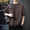 Camiseta de Verano Americana de Peso Pesado de Manga Corta para Hombre 2025 Nueva Marca de Moda Retro Lavada Manga Cinco Cuartos Camiseta Casual Holgada