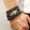 Nuevo Set de Pulseras Multicapa Retro Personalizado de Estilo Bohemio Europeo y Americano Transfronterizo de Cuentas de Madera Apiladas