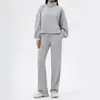 Conjunto de moletom para esportes de outono e inverno e calça reta para mulheres, roupa casual de modal para corrida e fitness 42553+42311