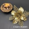 Flores de Navidad de 11 cm espolvoreadas con polvo dorado Cabeza de flor hueca Corona para árbol de Navidad Caja de regalo Accesorios de decoración de bodas Venta directa de fábrica