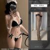 Lencería Sexy con un Divertido Diseño de Cuello Halter, Estilo de Tres Puntos con Encaje, Atuendo de Sirvienta Puro Deseo con Entrepierna Abierta, No Necesitas Quitarte Qqny